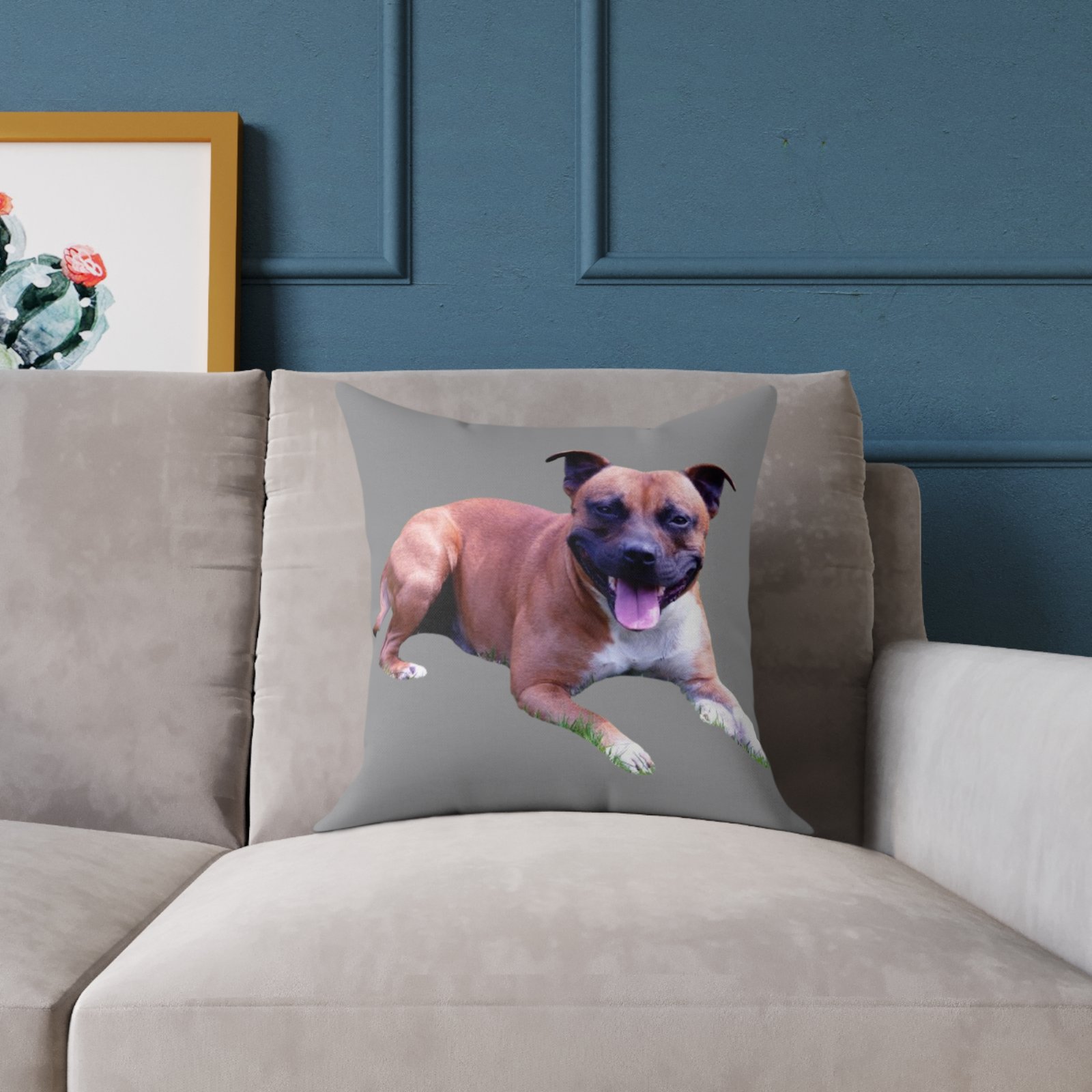 Staffordshire Bull Terrier Square Poly Canvas Pillow - Image 3