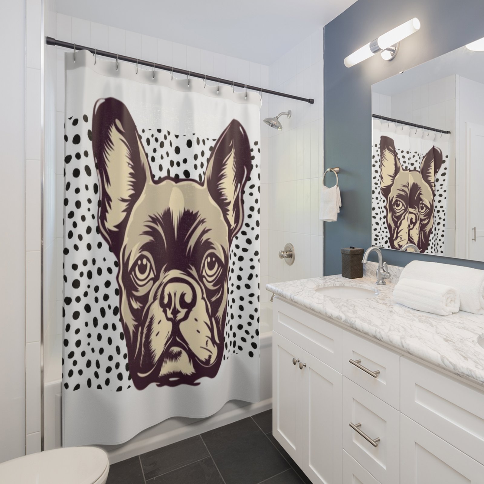 French Bull Dog Lover Funny Shower Curtain | Cozy Pet Decor, Dog Lover Gift, Rustic Bathroom Accessory, Home Decoration - Image 3