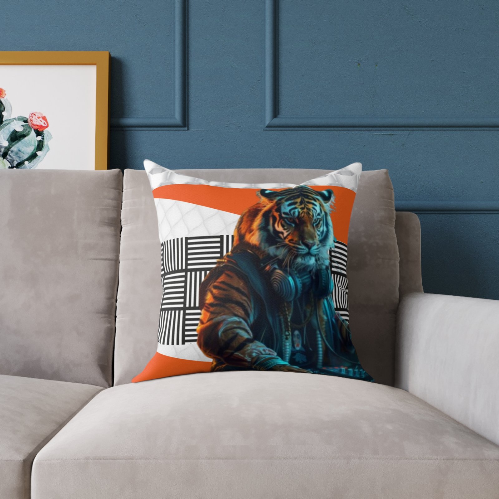 Music Dj Animal Headphones Square Poly Canvas Pillow 08 - Image 7