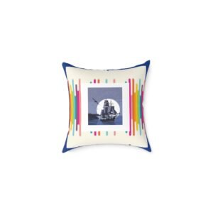 Square Pillow Ships Boats Yachts Sea Sailing Vessels Nautical Decor