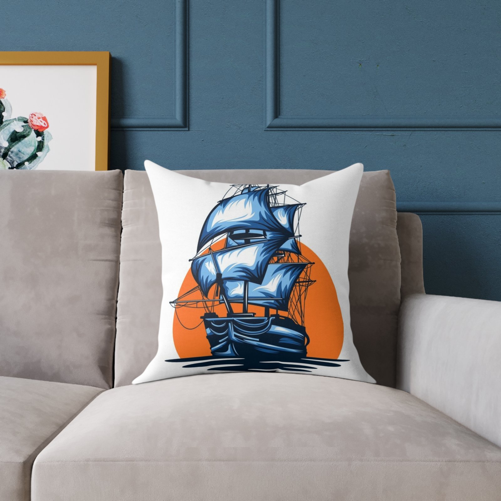 Square Pillow Ships Boats Yachts Sea Sailing Vessels Nautical Decor - Image 7