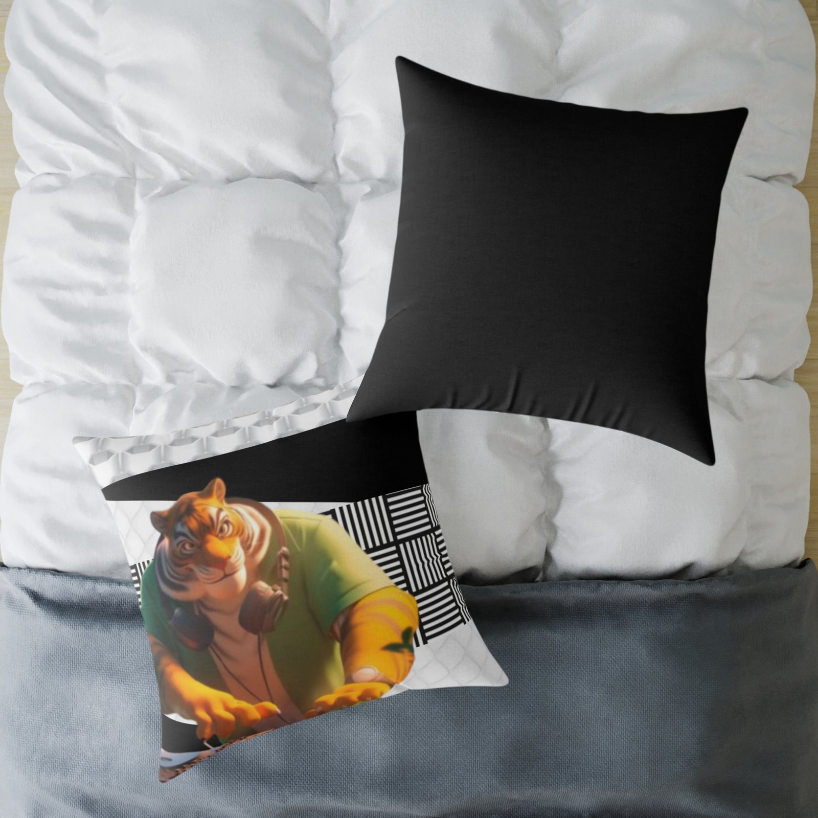 Music Dj Animal Headphones Square Poly Canvas Pillow 08 - Image 20