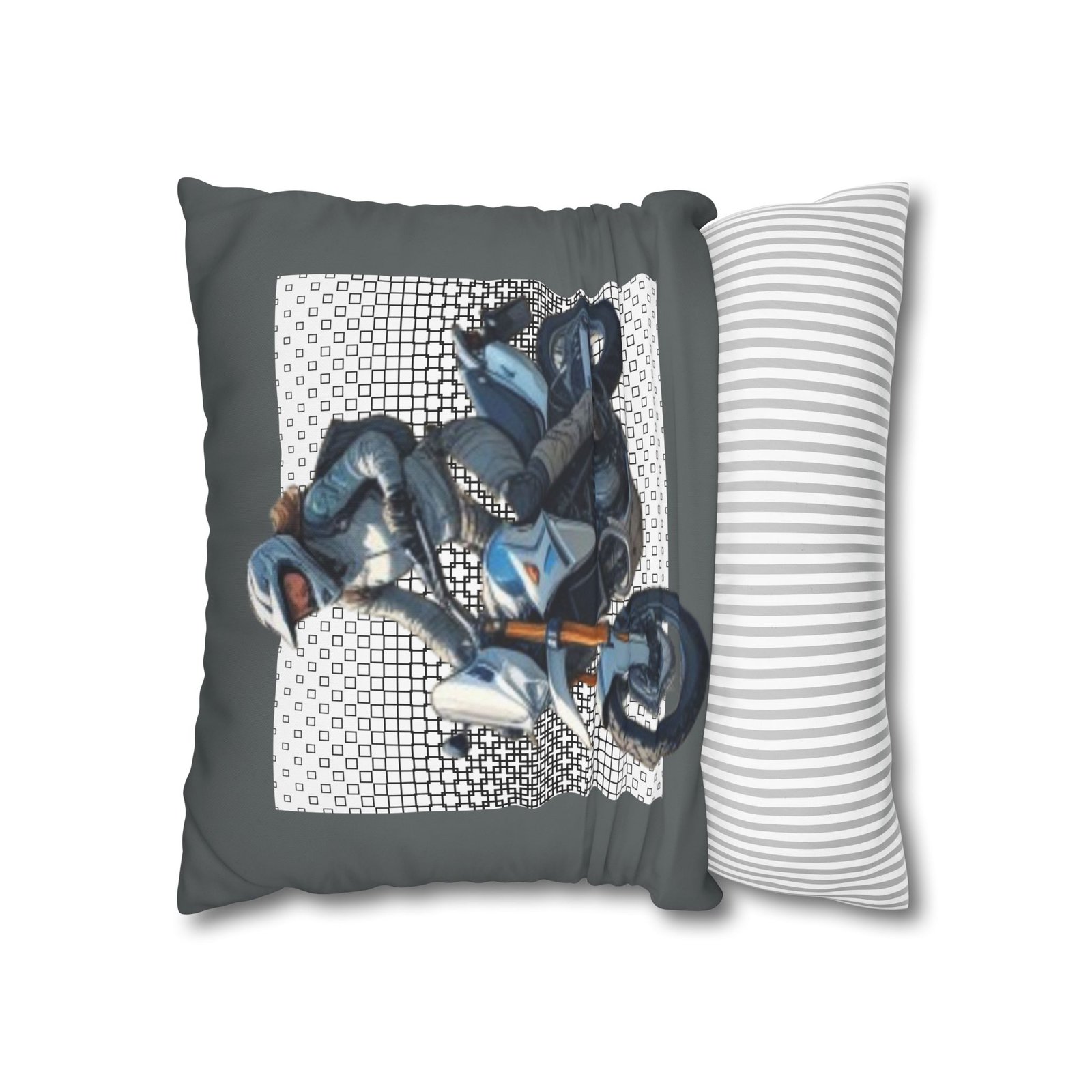 Scrambling Bikes Square Poly Canvas Pillowcase - Image 6