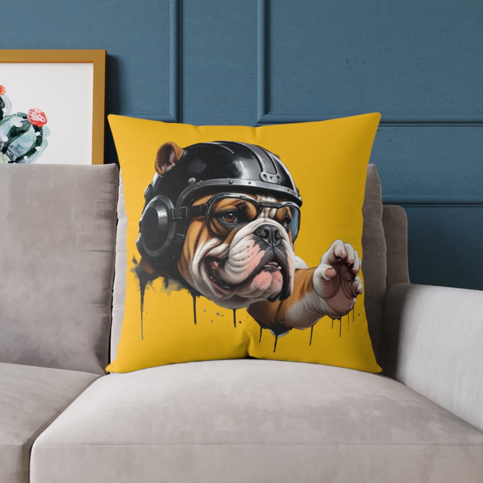 Flight Of The Bulldog Square Poly Canvas Pillow - Image 15