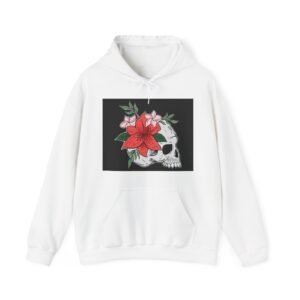 Skull Roses Tattoo Flowers Hoodie, Gothic Sweatshirt, Edgy Pullover, Dark Floral