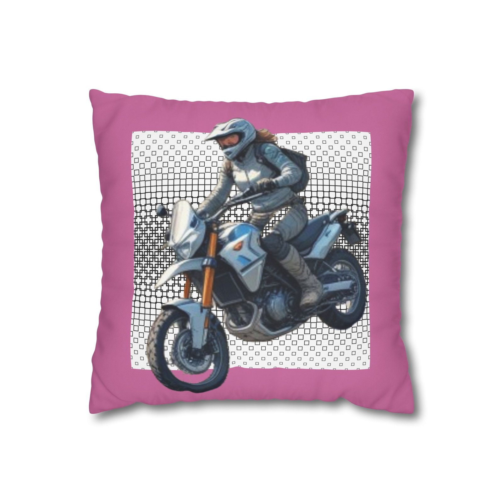 Scrambling Bikes Square Poly Canvas Pillowcase