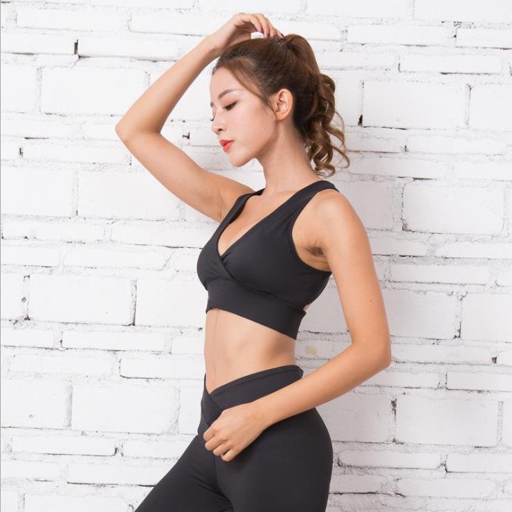 Women's quick-drying sports bra women's yoga clothing Shock-collecting V-neck sexy fitness sports underwear - Image 2