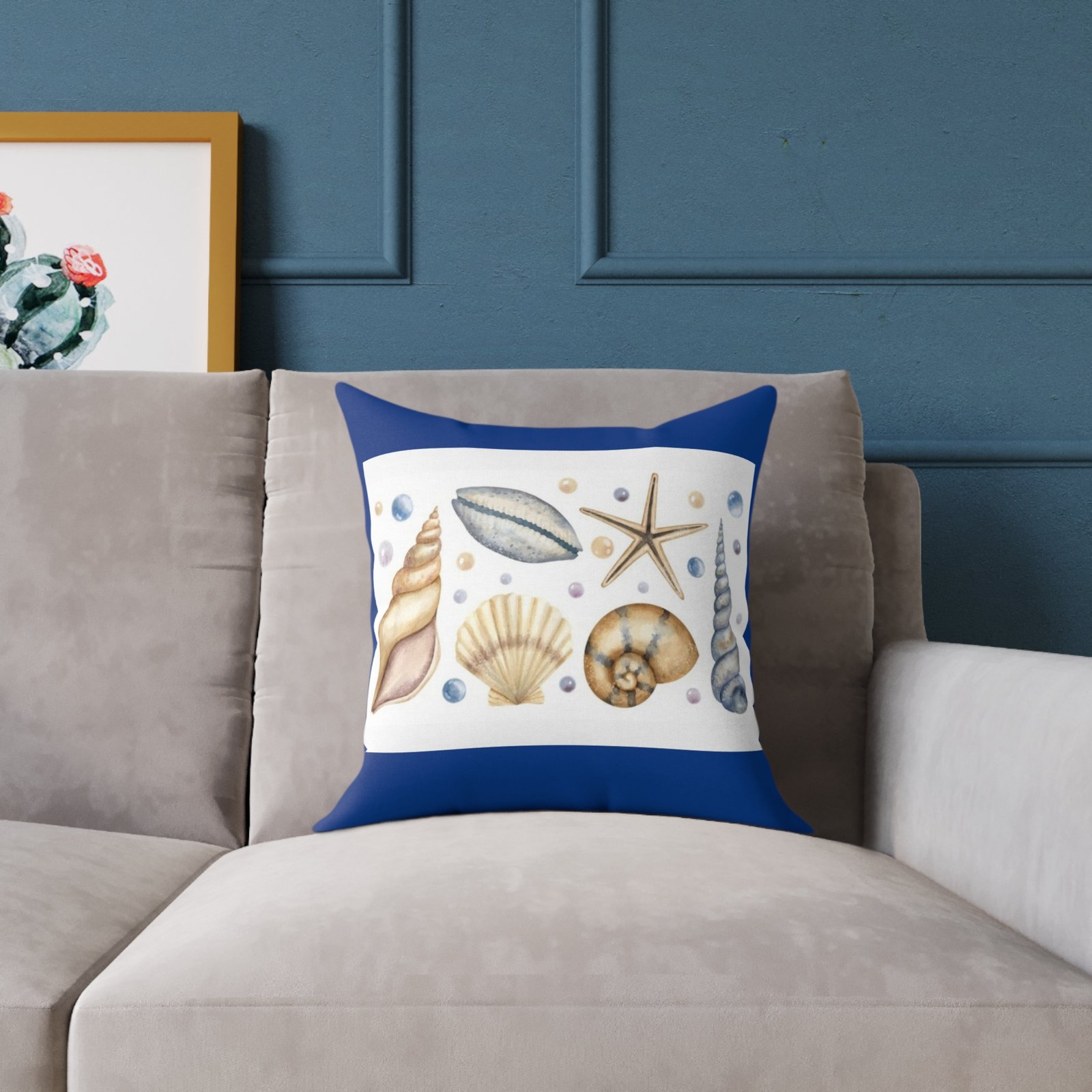 Sea shells Seaside Beach Square Poly Canvas Pillow 08 - Image 3