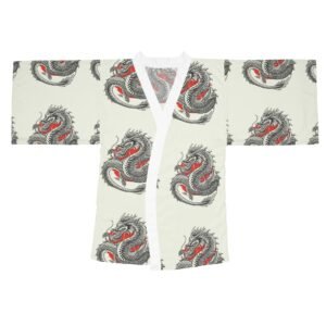 Oriental Stylish Long Sleeve Kimono Robe with Unique Print - Perfect for Relaxation and Home Spa Days