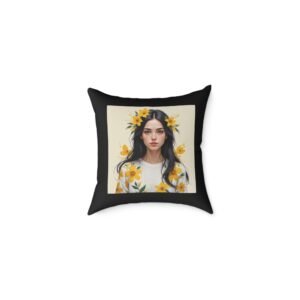 Yellow Flowers Poly Canvas Pillow