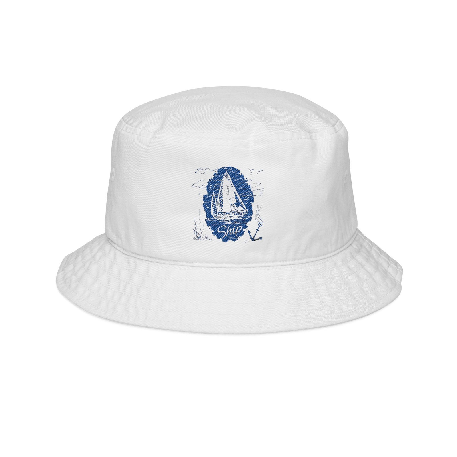Bucket Hat Ships Sea Fishing Embroidery