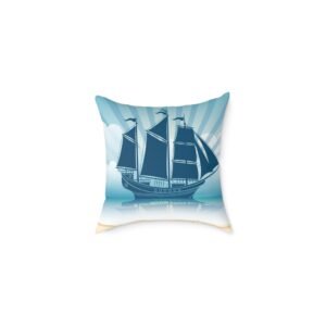 Square Pillow Ships Boats Yachts Sea Sailing Vessels Nautical Decor