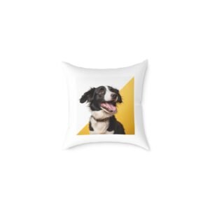 Dog Pet Border Collie Square Poly Canvas Pillow 08