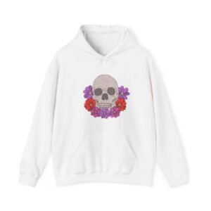 Skull Roses Tattoo Flowers Hoodie, Gothic Sweatshirt, Edgy Pullover, Dark Floral
