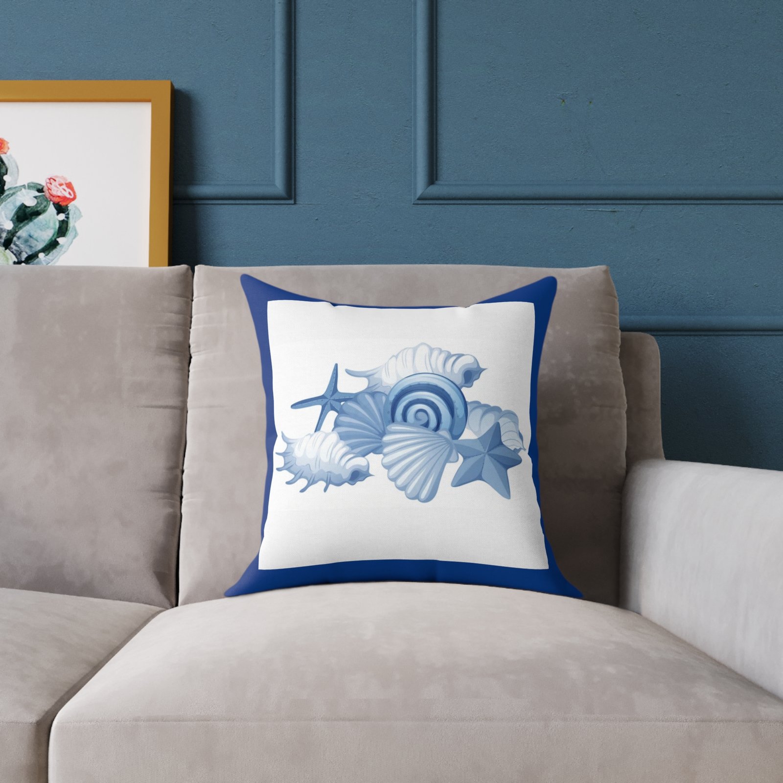 Sea shells Seaside Beach Square Poly Canvas Pillow 08 - Image 3
