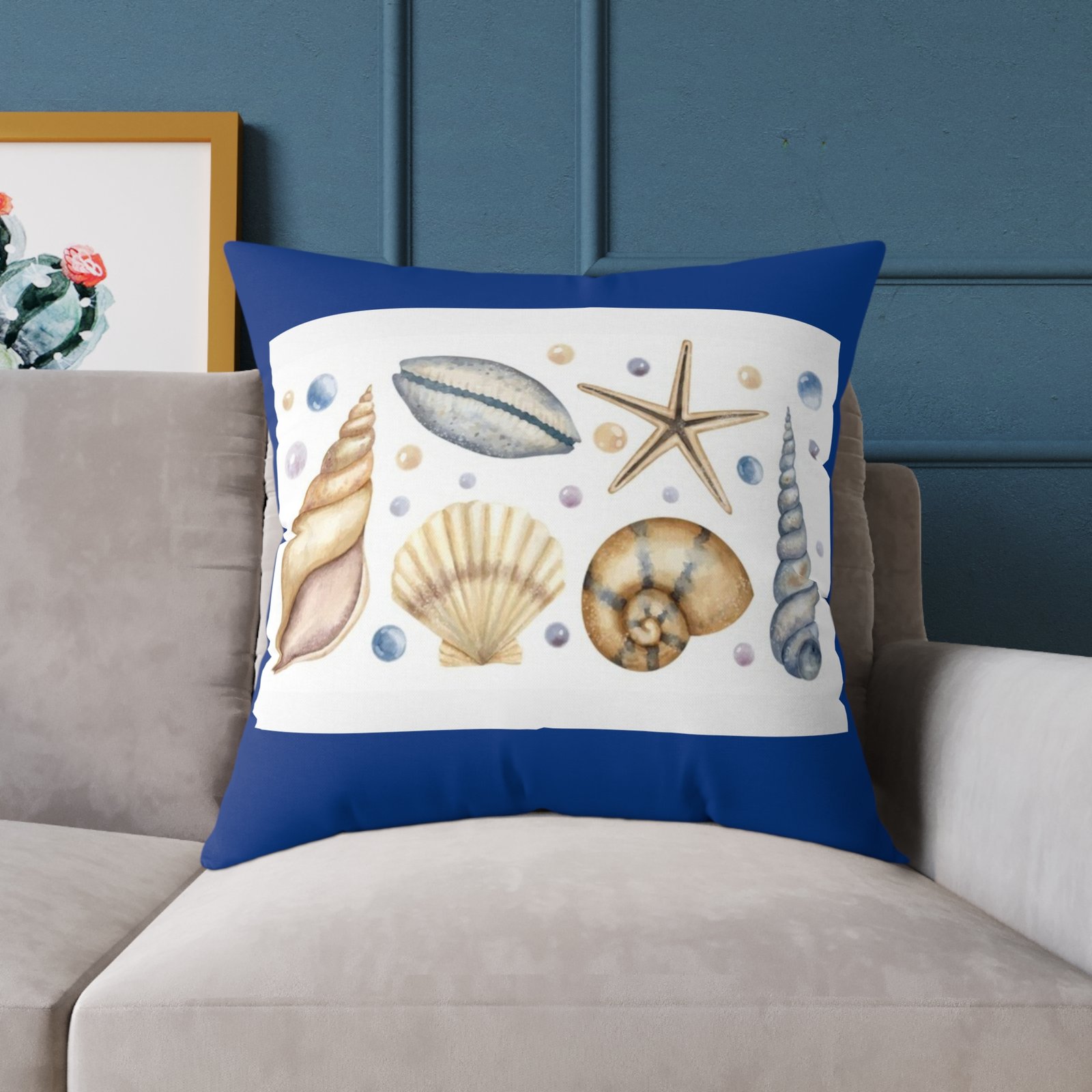 Sea shells Seaside Beach Square Poly Canvas Pillow 08 - Image 19