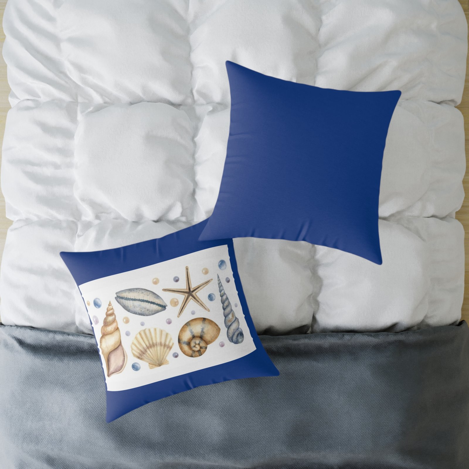 Sea shells Seaside Beach Square Poly Canvas Pillow 08 - Image 16