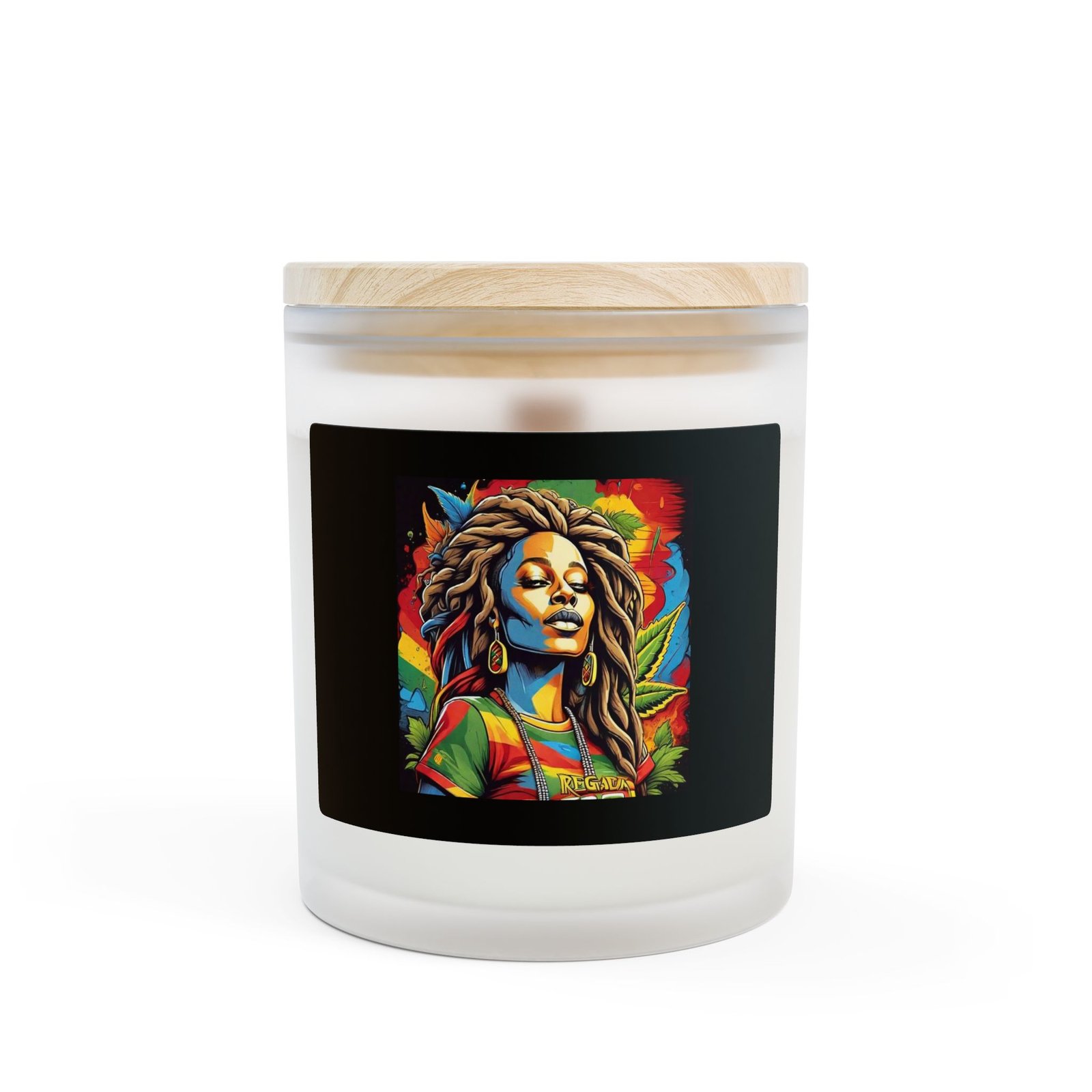 Reggae Rasta Jamaica Frosted Glass Candle, 11oz
