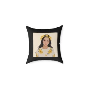 Yellow Flowers Poly Canvas Pillow