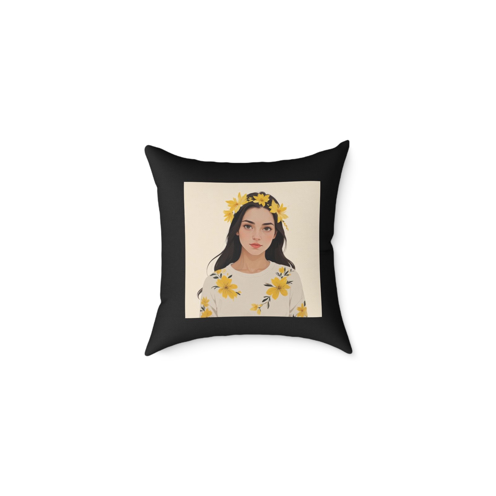 Yellow Flowers Poly Canvas Pillow
