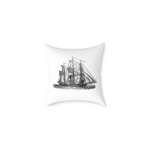 Square Pillow Ships Boats Yachts Sea Sailing Vessels Nautical Decor