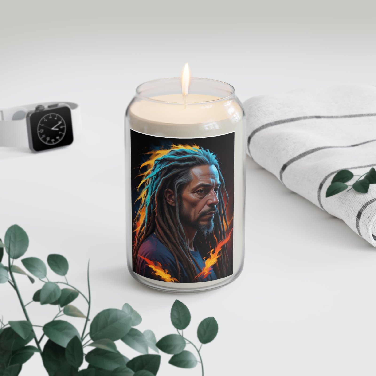 Scented Candle, Rasta Reggae Dreadlocks Design, 13.75oz - Image 4