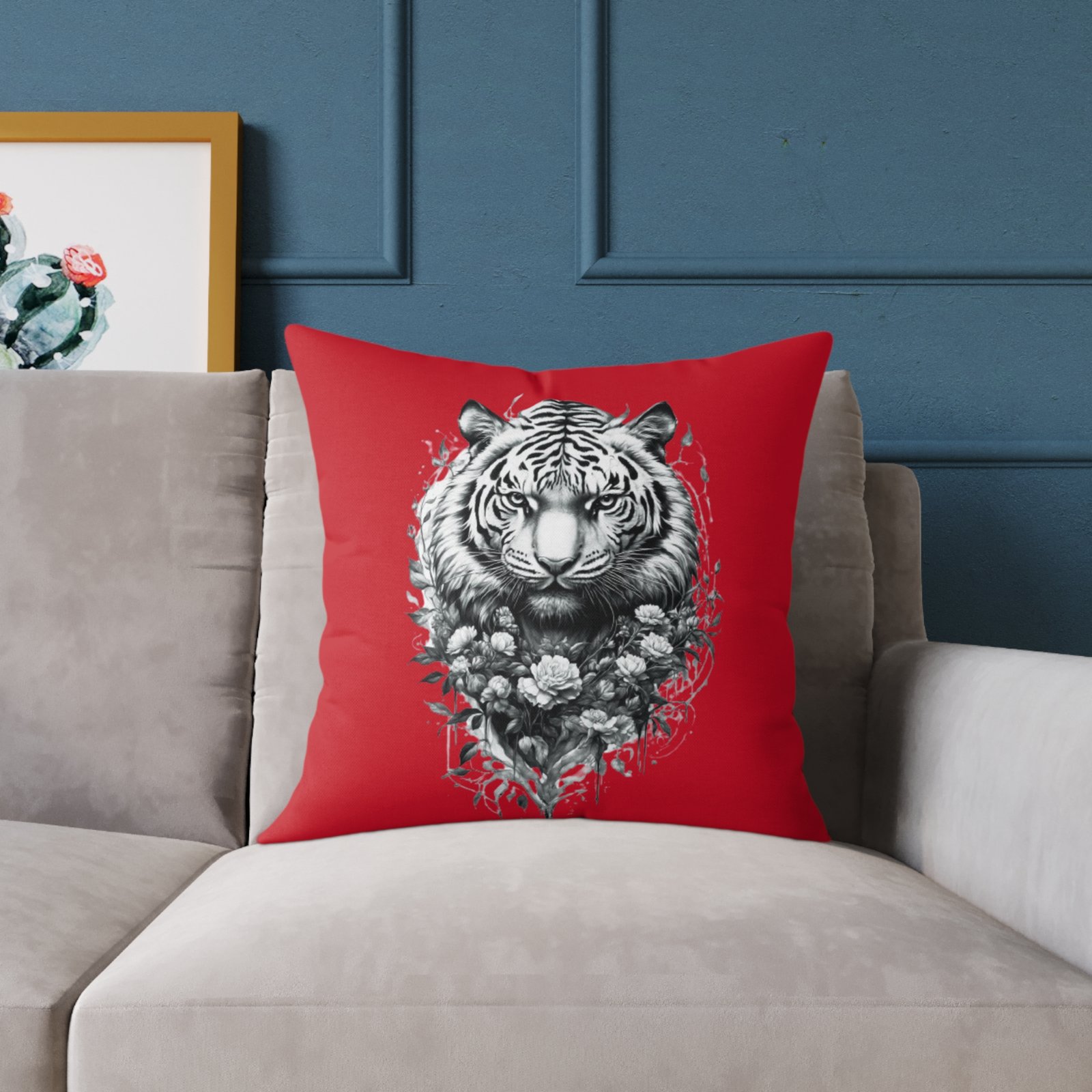 Tiger Square Poly Canvas Pillow - Image 11