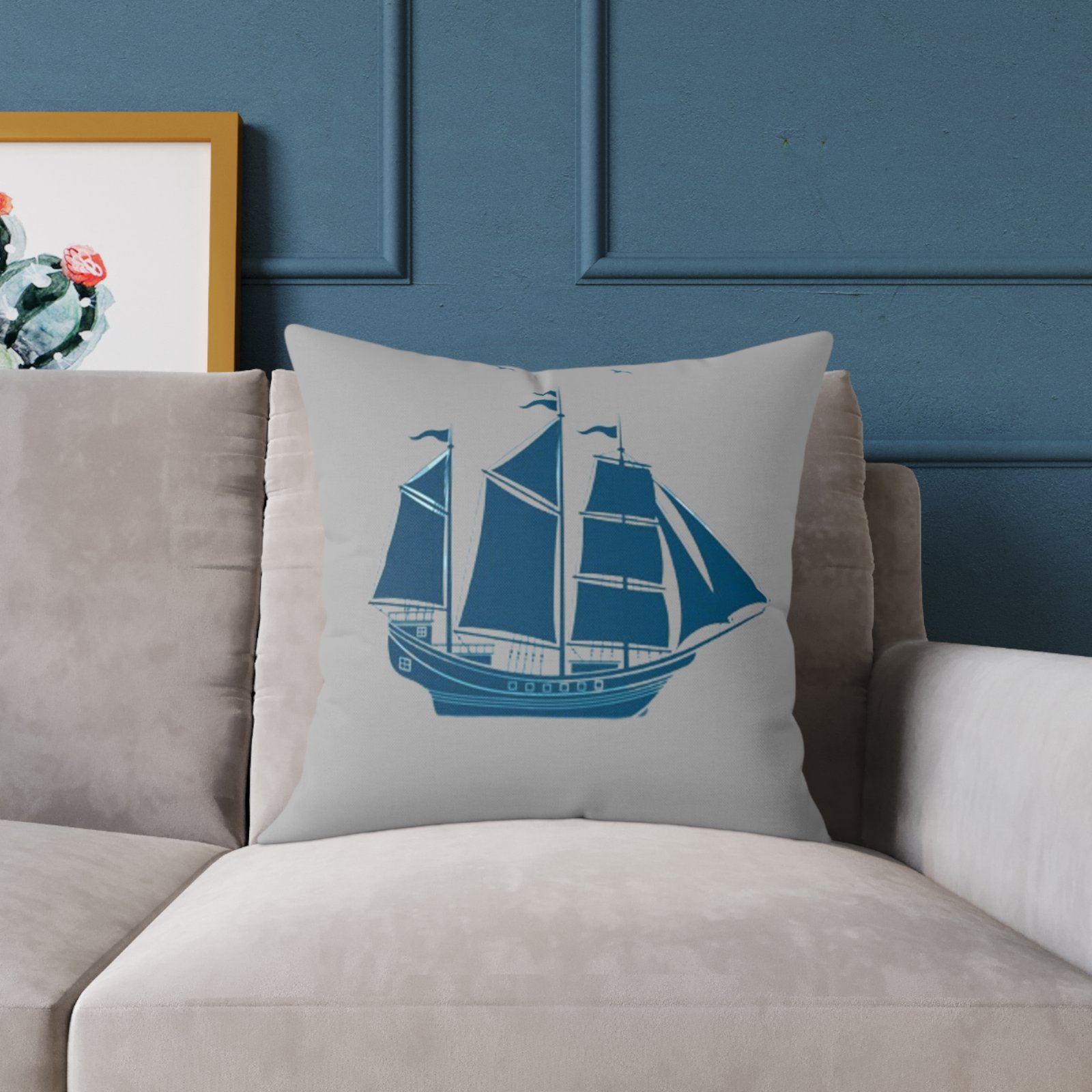 Square Pillow Ships Boats Yachts Sea Sailing Vessels Nautical Decor - Image 11