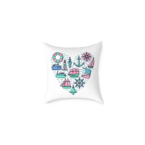 Square Pillow Ships Boats Yachts Sea Sailing Vessels Nautical Decor