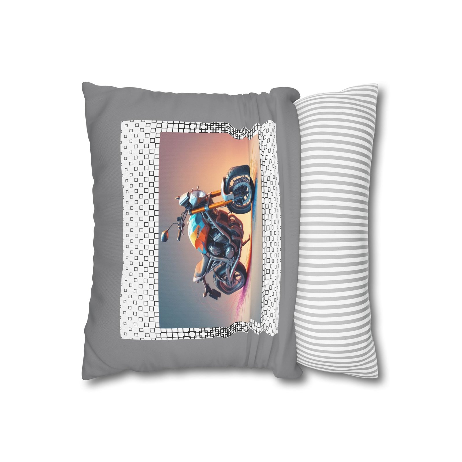 Scrambling Bikes Square Poly Canvas Pillowcase - Image 2