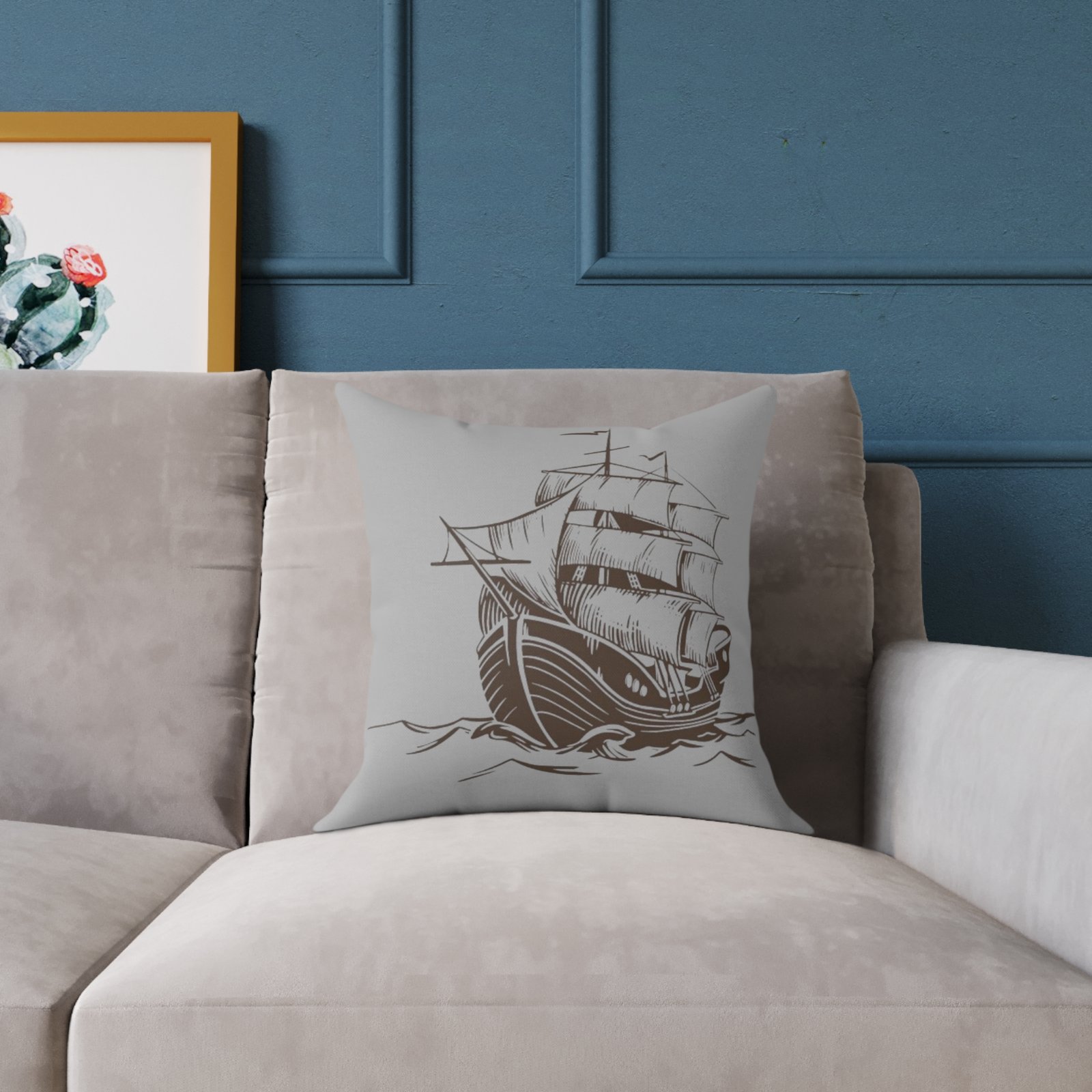 Square Pillow Ships Boats Yachts Sea Sailing Vessels Nautical Decor - Image 3