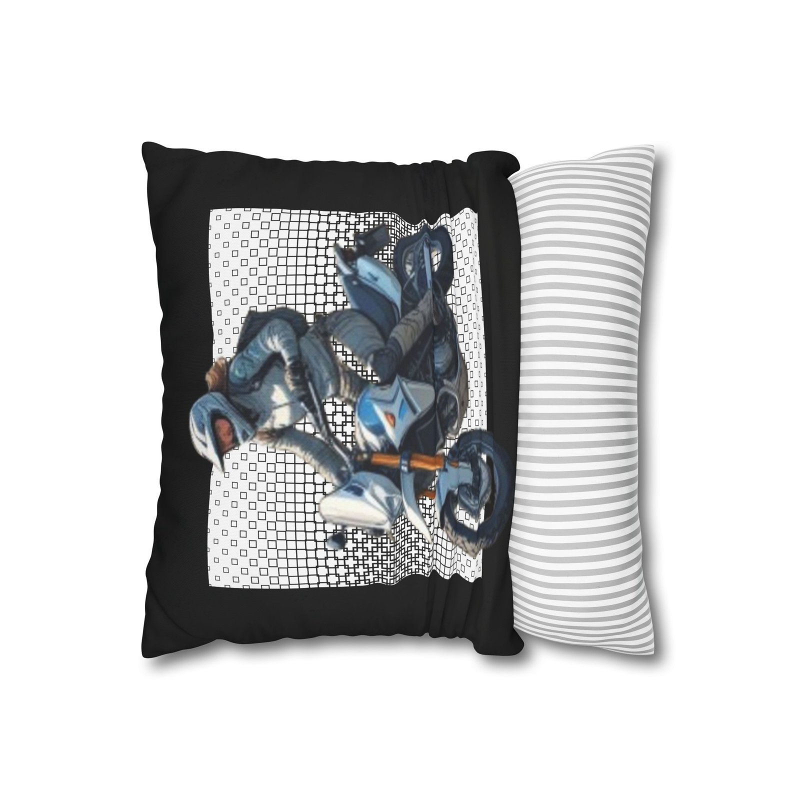 Scrambling Bikes Square Poly Canvas Pillowcase - Image 2
