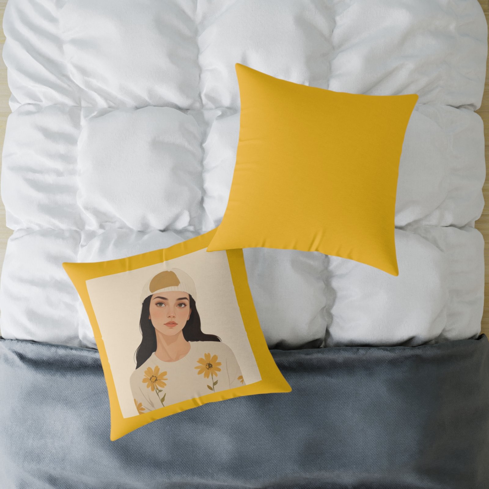 Yellow Flowers Poly Canvas Pillow - Image 16