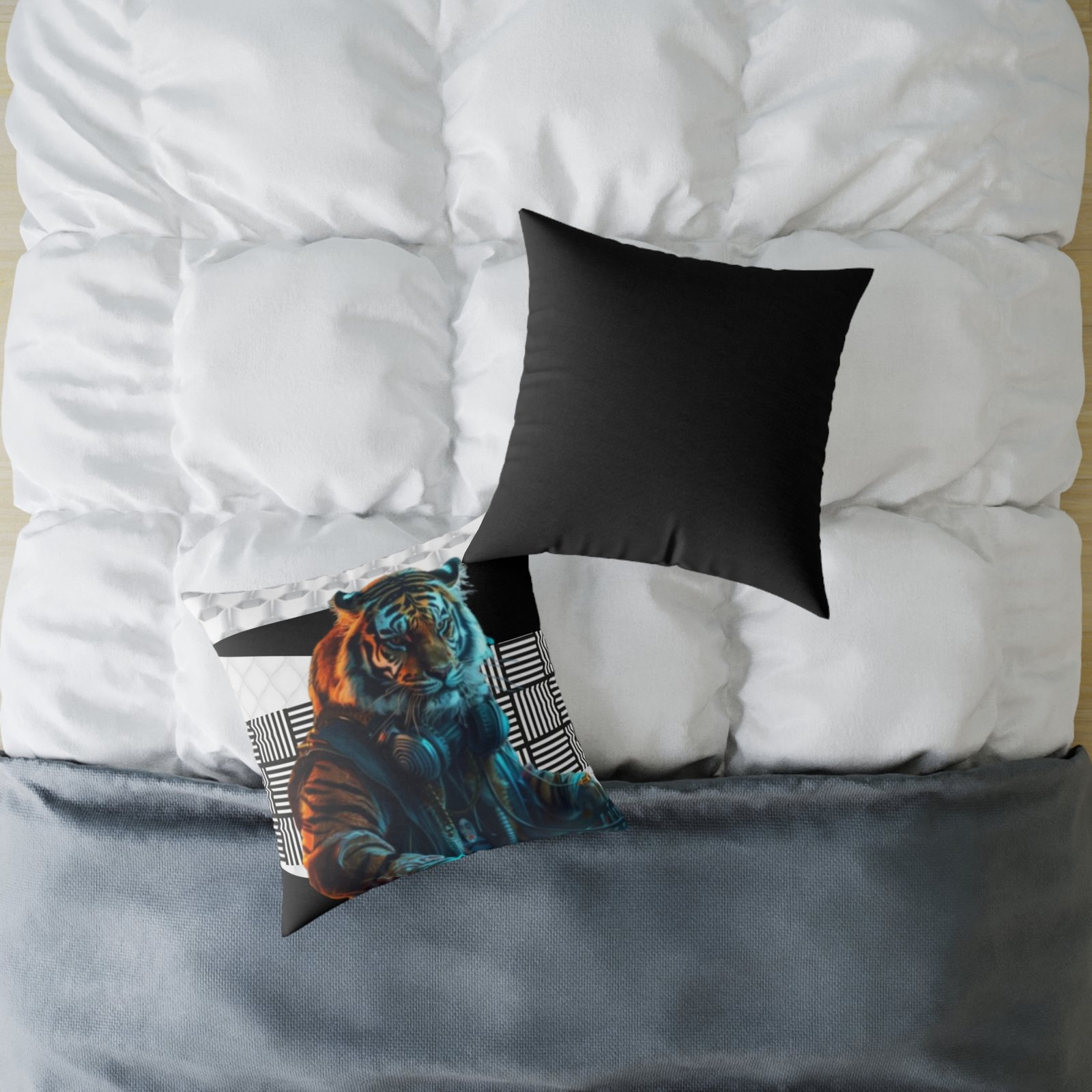 Music Dj Animal Headphones Square Poly Canvas Pillow 08 - Image 12