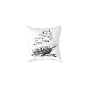 Square Pillow Ships Boats Yachts Sea Sailing Vessels Nautical Decor