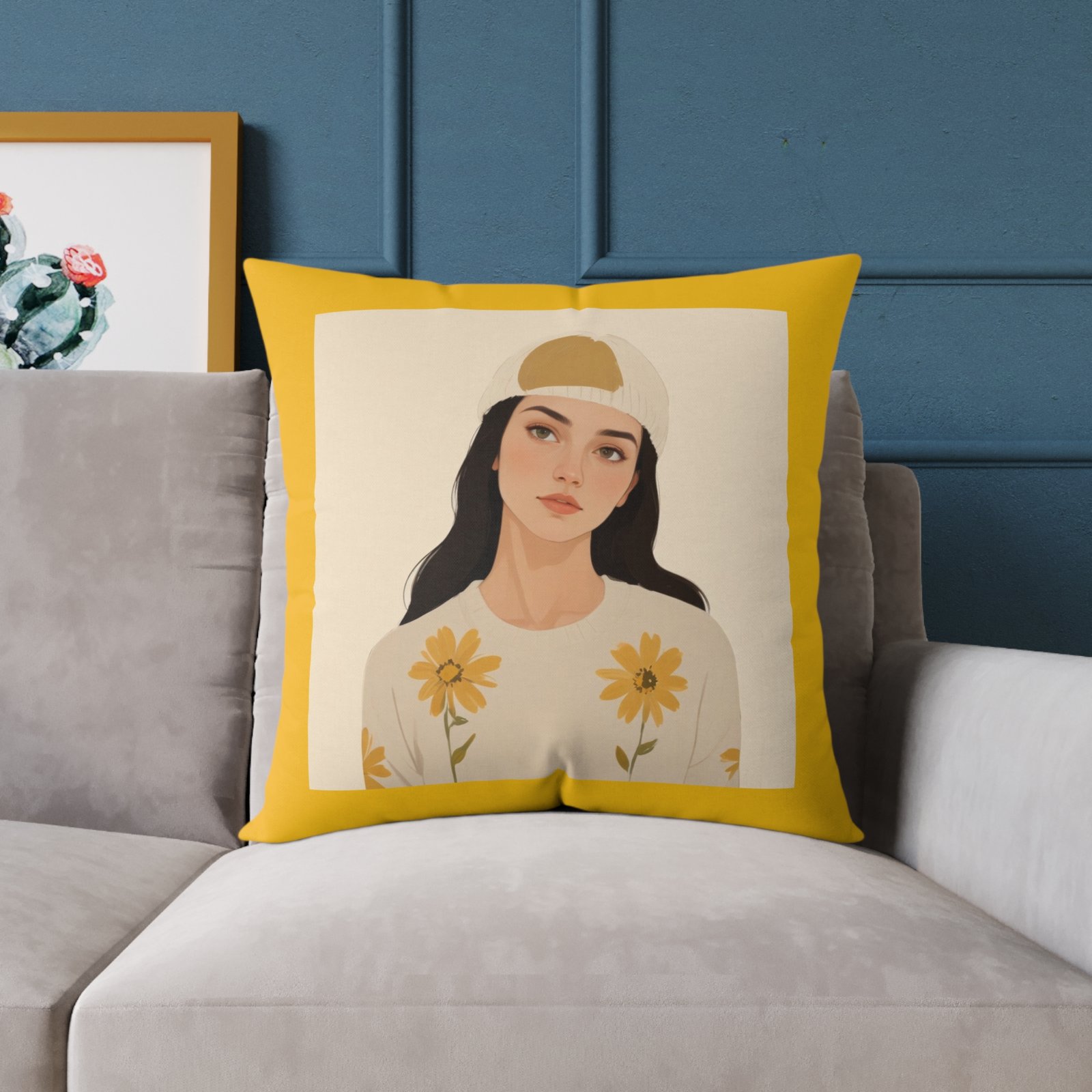 Yellow Flowers Poly Canvas Pillow - Image 15