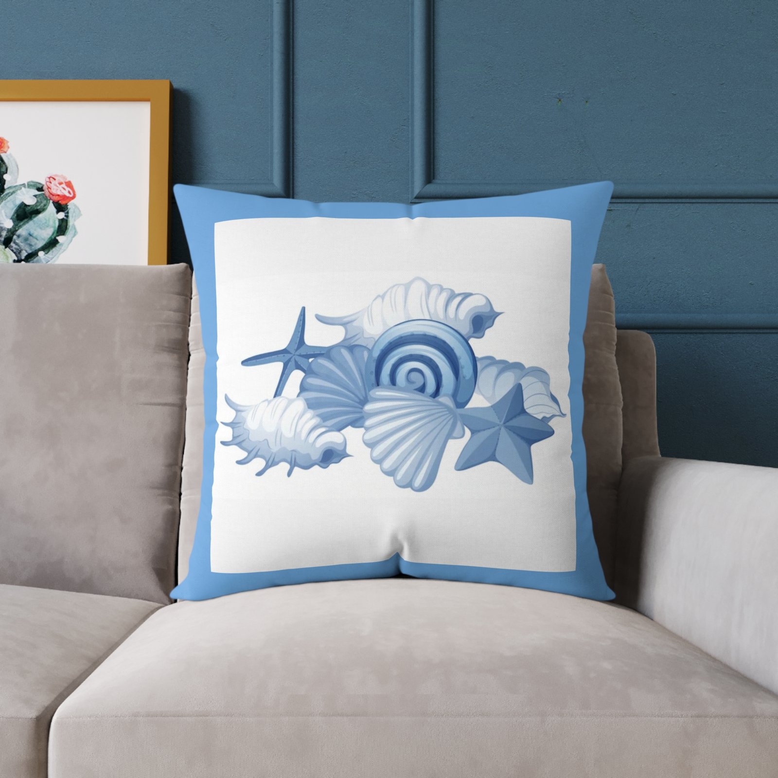 Sea shells Seaside Beach Square Poly Canvas Pillow 08 - Image 15