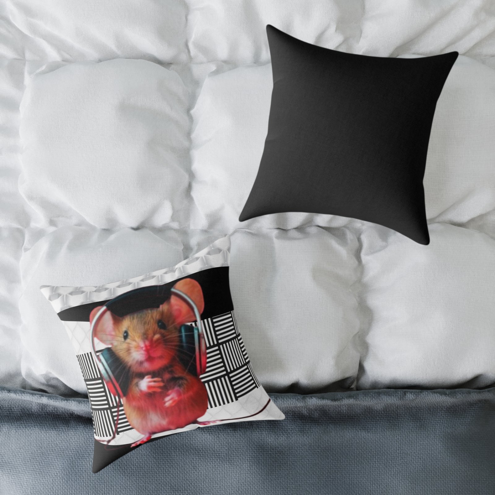 Music Dj Animal Headphones Square Poly Canvas Pillow 08 - Image 8