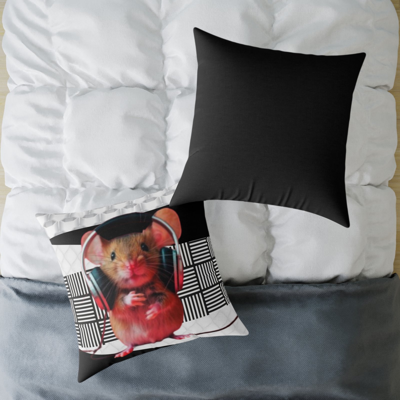 Music Dj Animal Headphones Square Poly Canvas Pillow 08 - Image 20