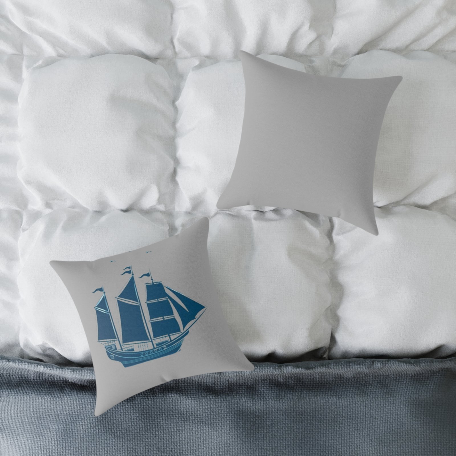 Square Pillow Ships Boats Yachts Sea Sailing Vessels Nautical Decor - Image 4