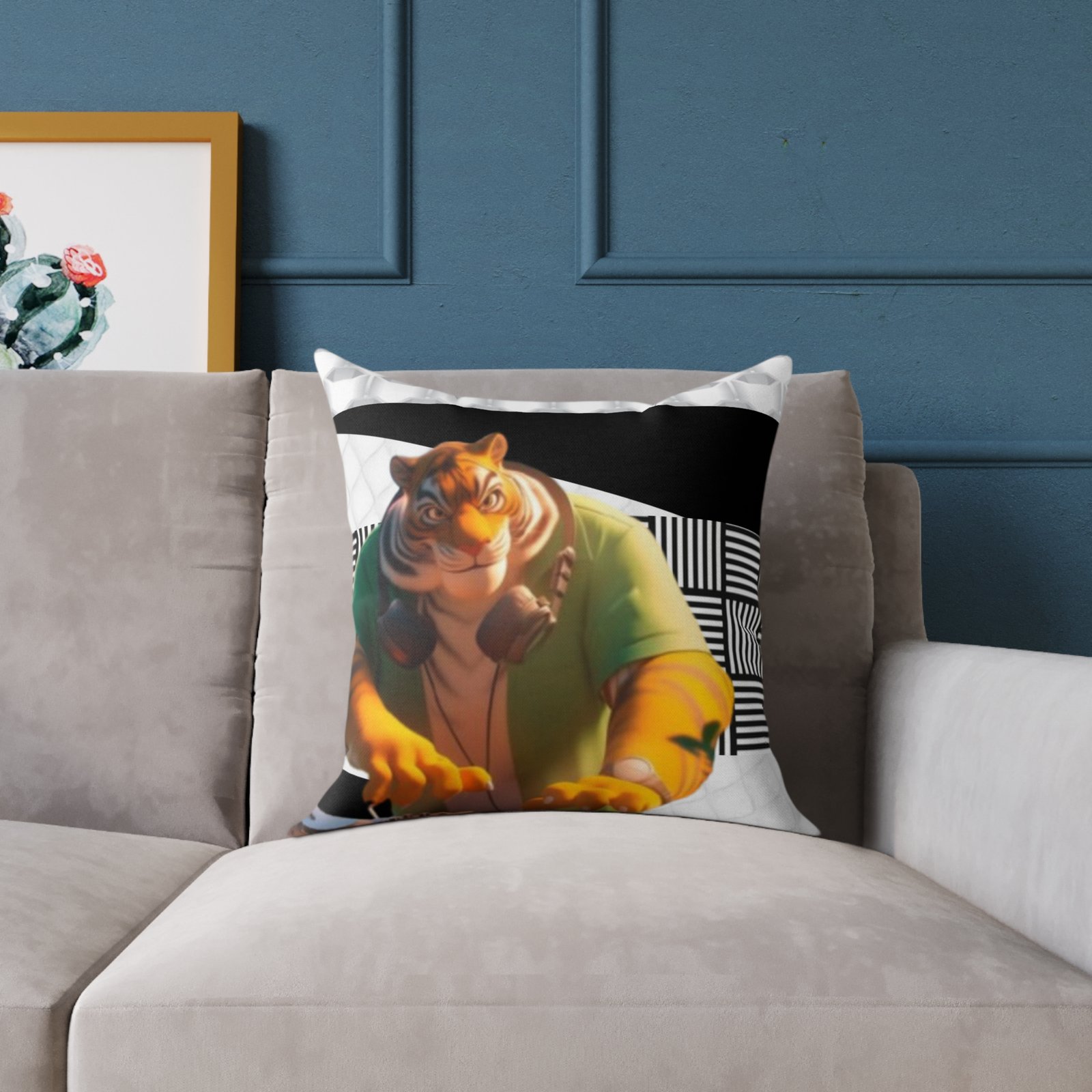 Music Dj Animal Headphones Square Poly Canvas Pillow 08 - Image 7