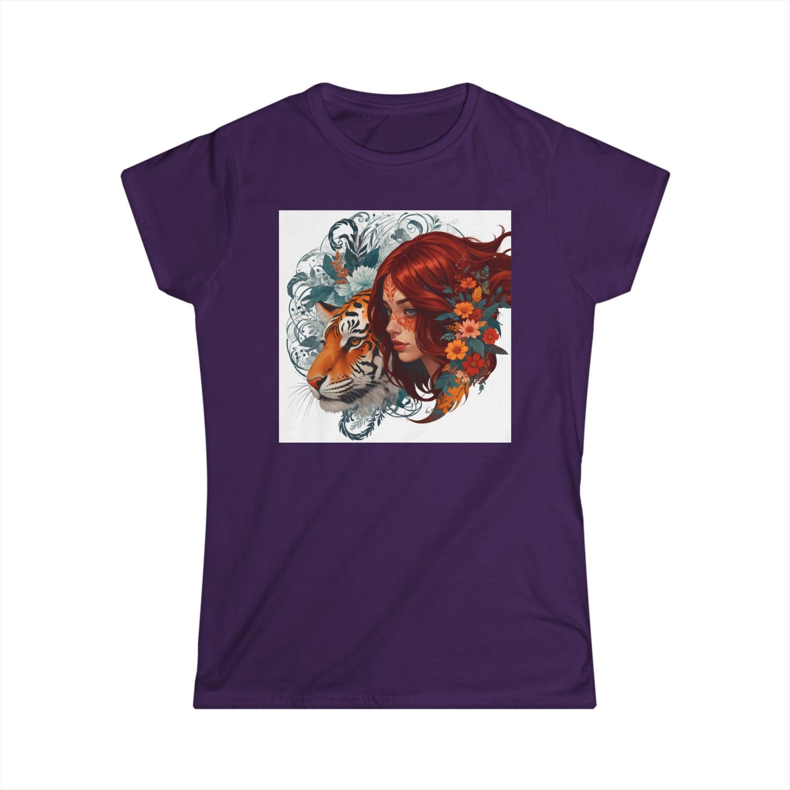 Tiger Lady Art Design Tattoo Soft style Tshirt - Image 25