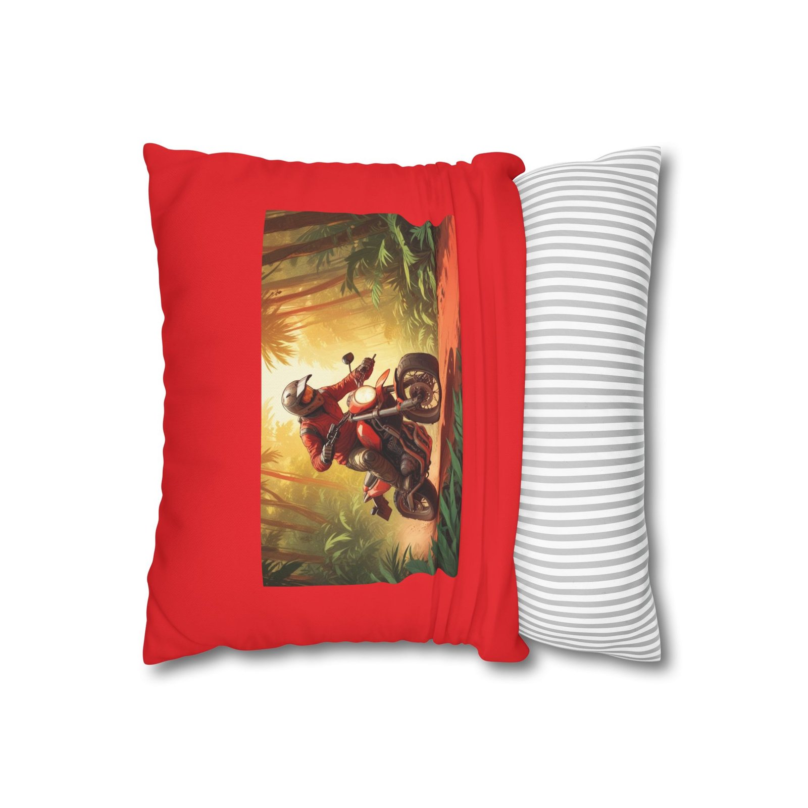 Scrambling Bikes Square Poly Canvas Pillowcase - Image 2