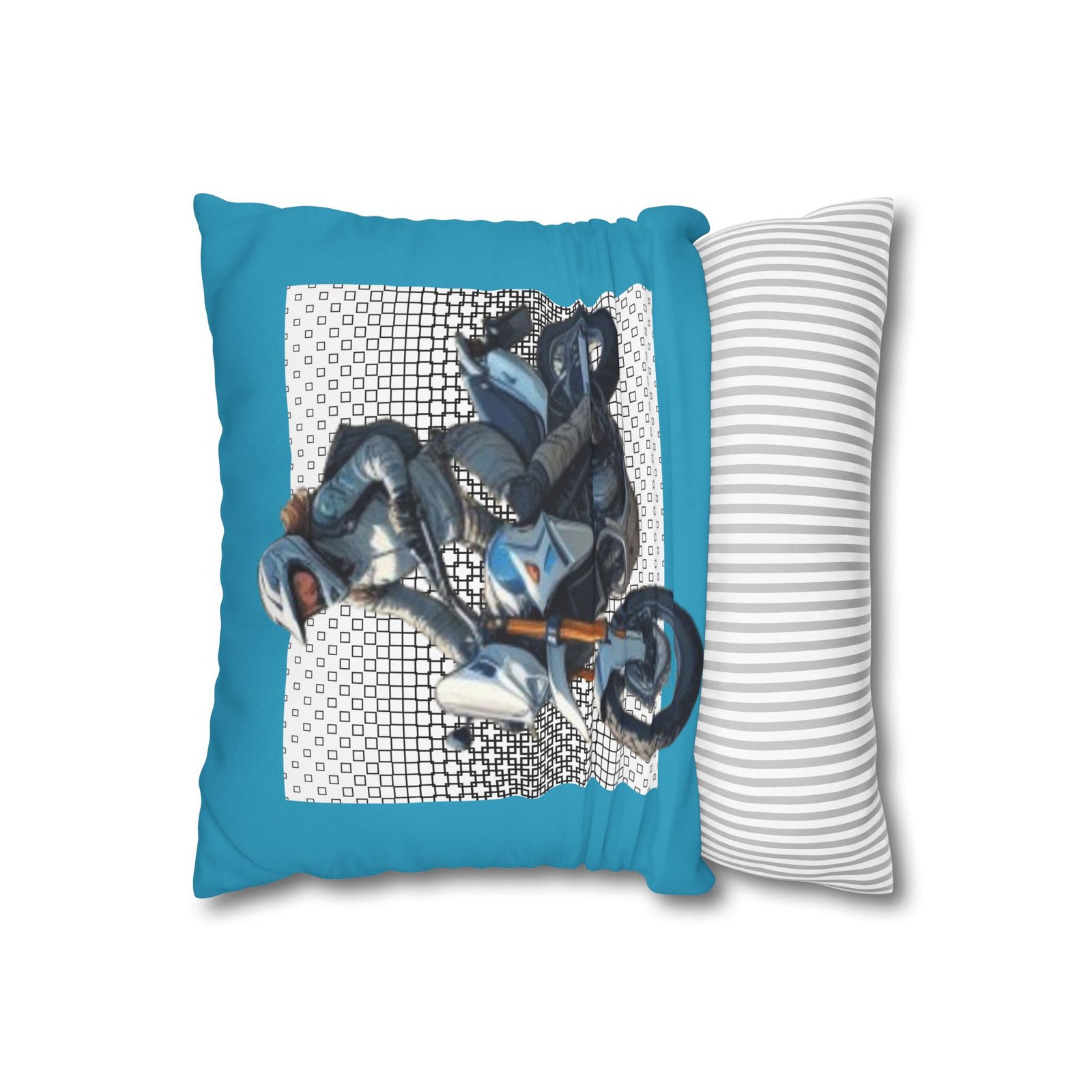 Scrambling Bikes Square Poly Canvas Pillowcase - Image 2