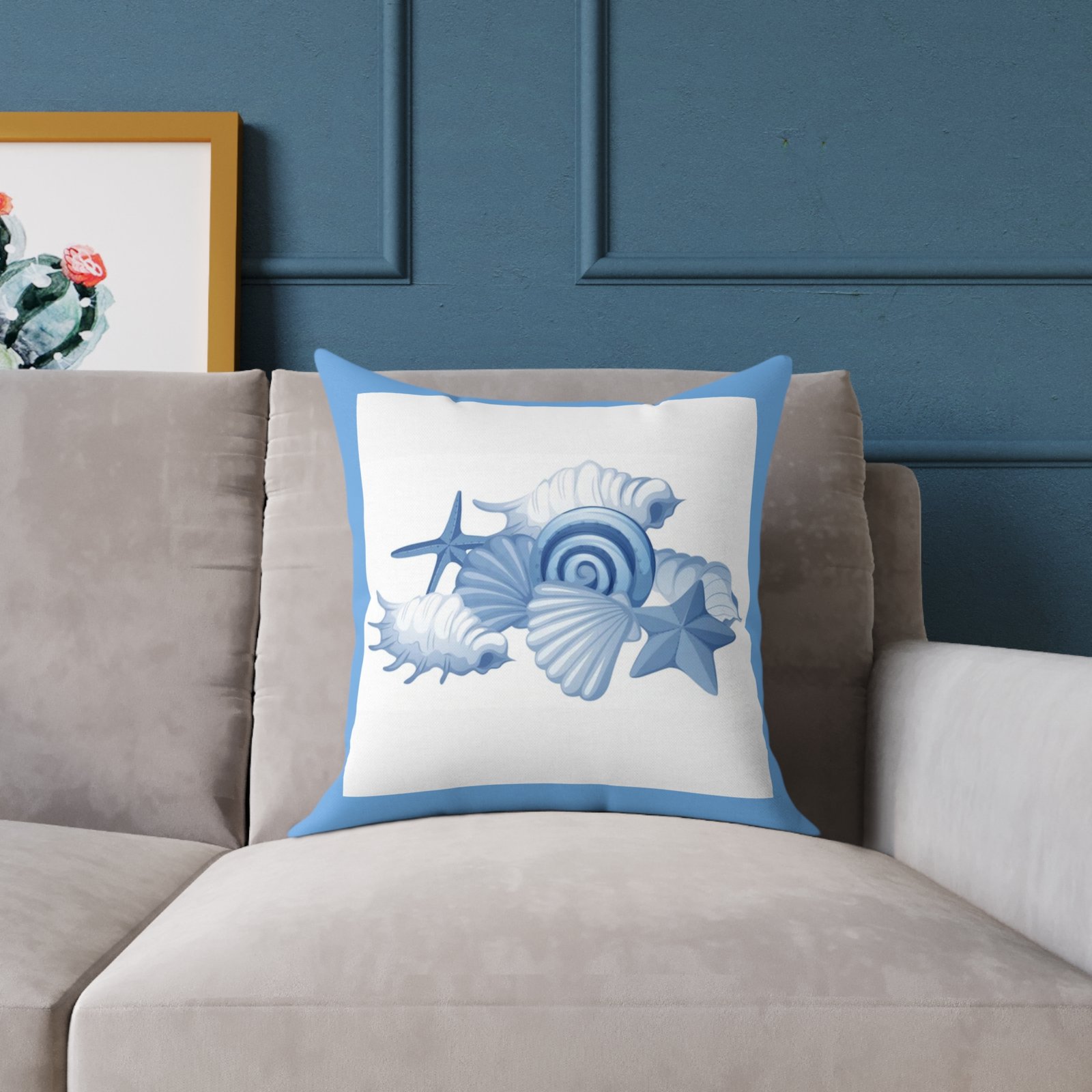 Sea shells Seaside Beach Square Poly Canvas Pillow 08 - Image 7