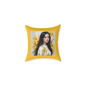 Yellow Flowers Poly Canvas Pillow