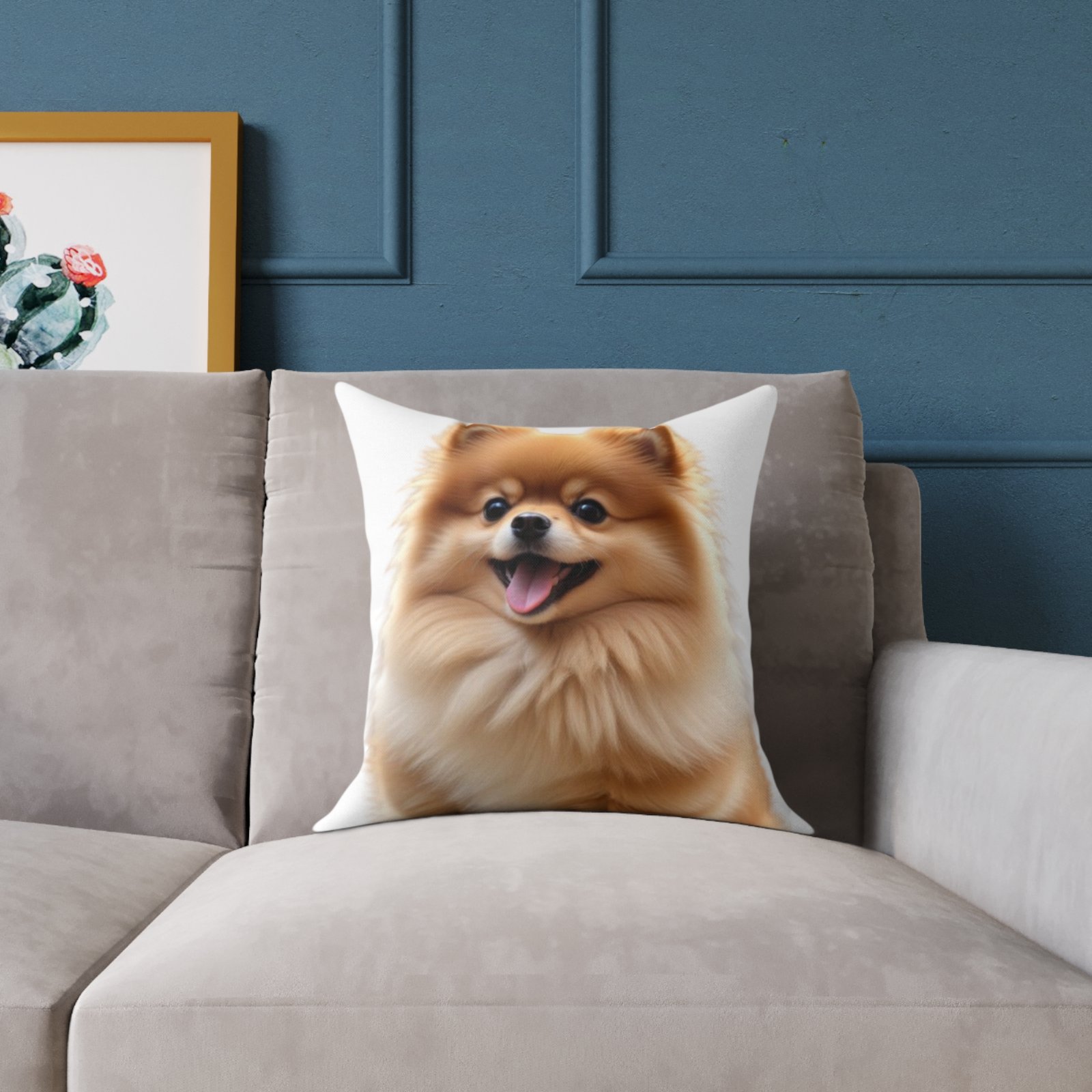 Pomeranian Dog Square Poly Canvas Pillow - Image 3