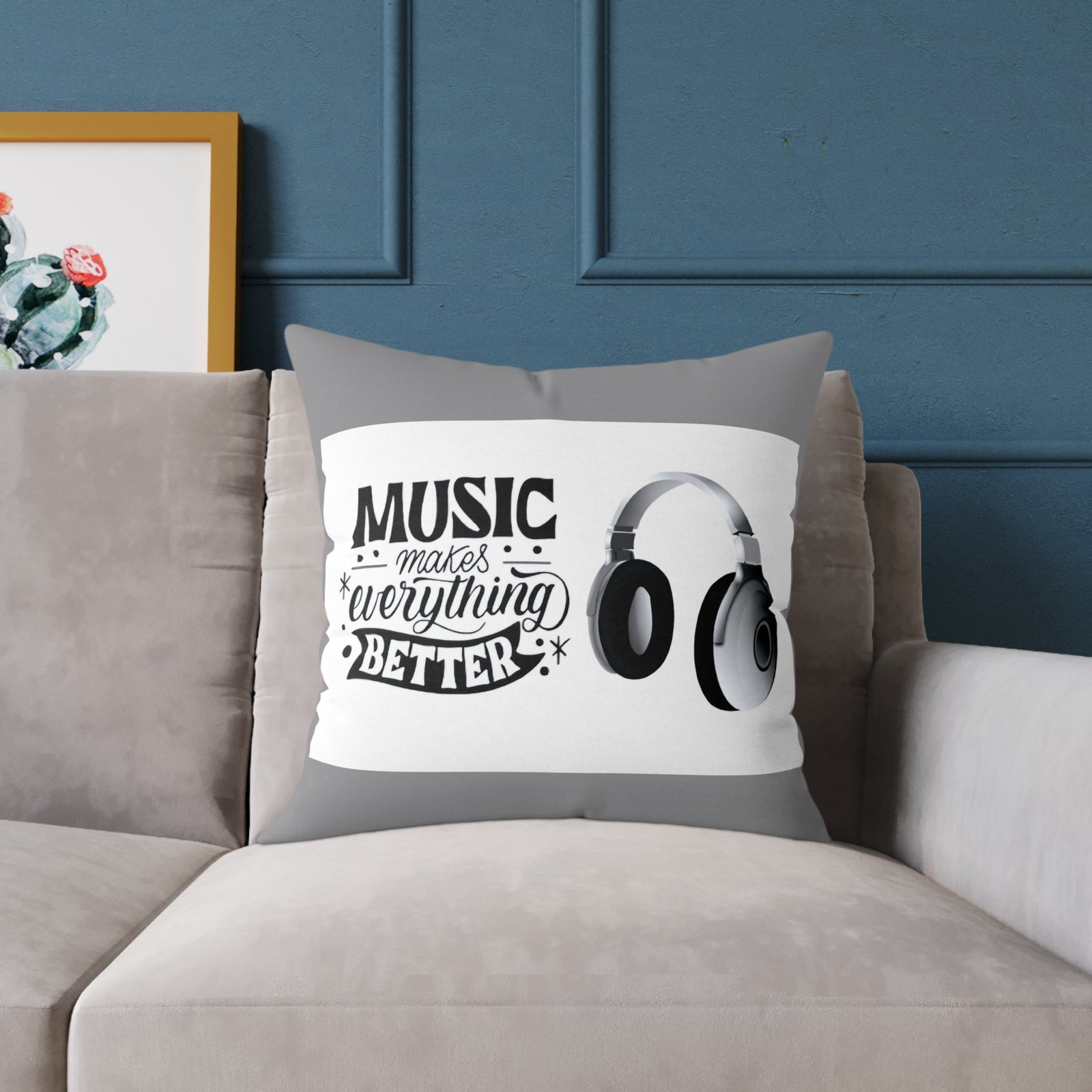 Headphones Poly Canvas Pillow - Image 11