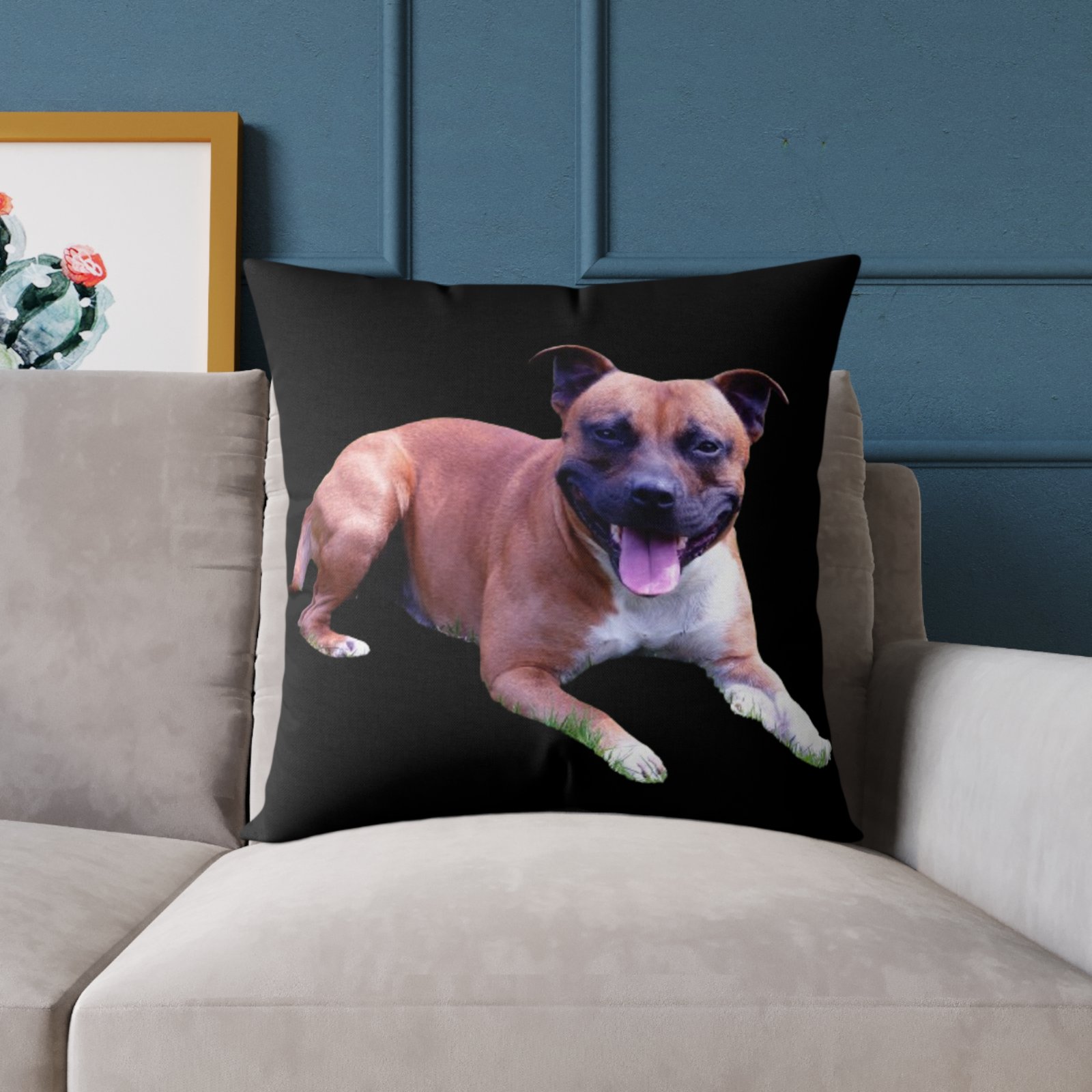 Staffordshire Bull Terrier Square Poly Canvas Pillow 08 - Image 15