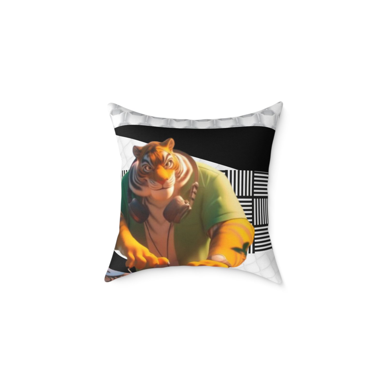 Music Dj Animal Headphones Square Poly Canvas Pillow 08 - Image 5